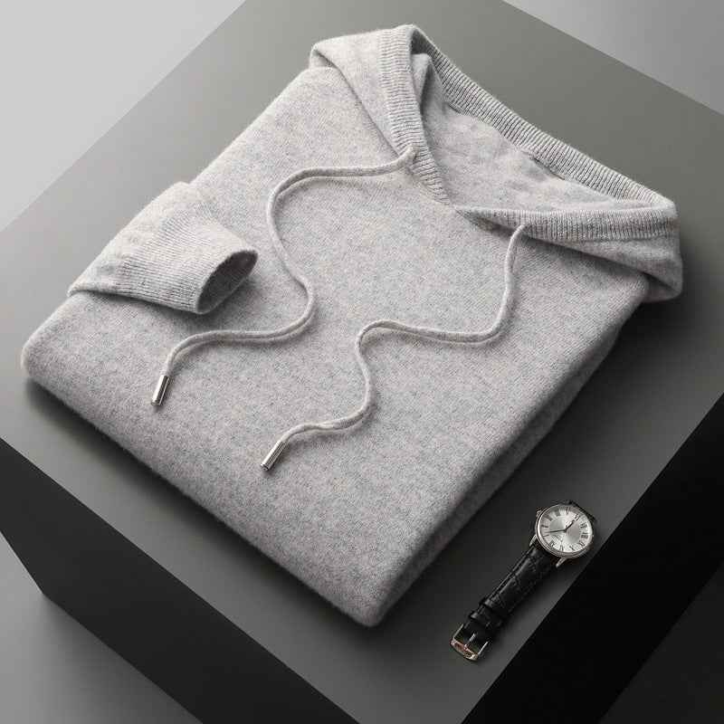 Pull en maille chaud à capuche pour homme