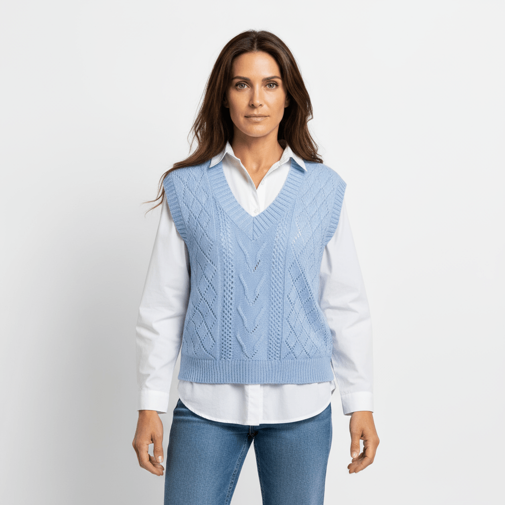 Gilet en maille col V femme élégant
