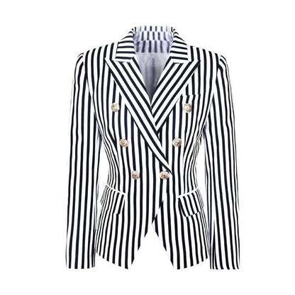 Modischer Blazer Damen Streifenmuster Elegant - IdealeKleiden