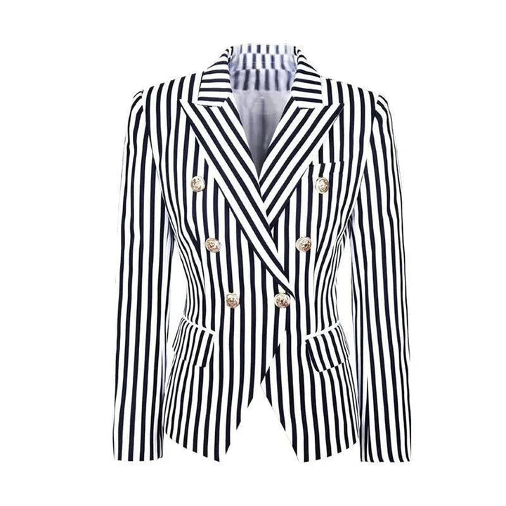 Modischer Blazer Damen Streifenmuster Elegant - IdealeKleiden