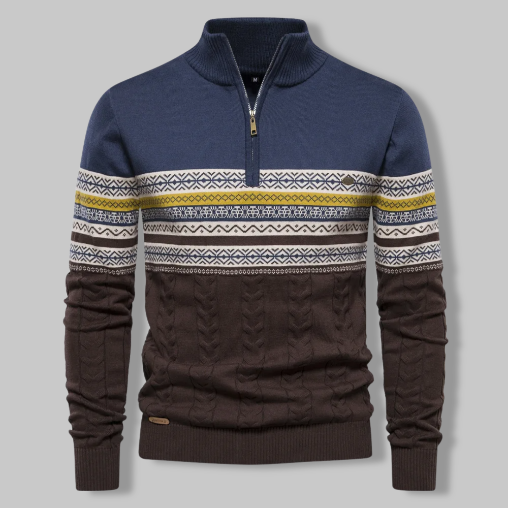 Pull-over rayé mode avec fermeture éclair