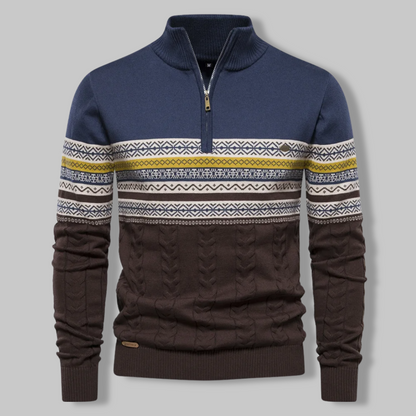 Pull-over rayé mode avec fermeture éclair