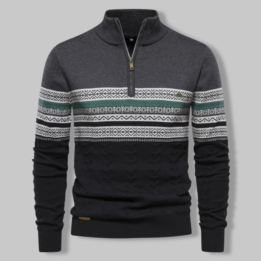 Pull-over rayé mode avec fermeture éclair