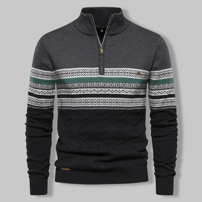 Pull-over rayé mode avec fermeture éclair