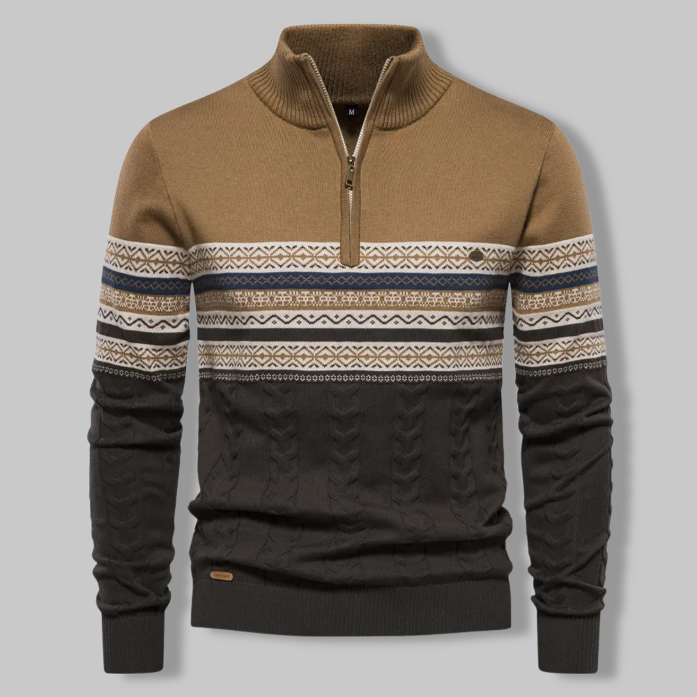 Pull-over rayé mode avec fermeture éclair