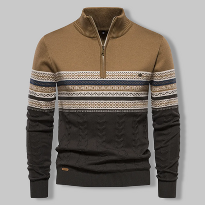 Pull-over rayé mode avec fermeture éclair