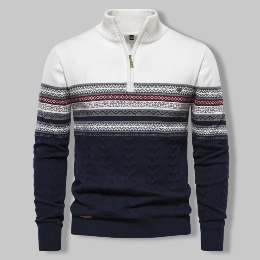 Pull-over rayé mode avec fermeture éclair