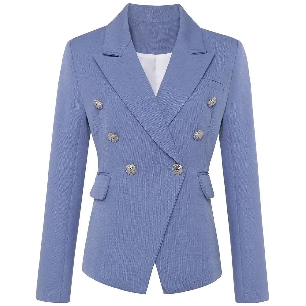 Blazer élégant à double boutonnage pour femme, noir tendance