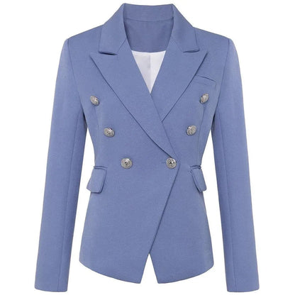 Blazer élégant à double boutonnage pour femme, noir tendance