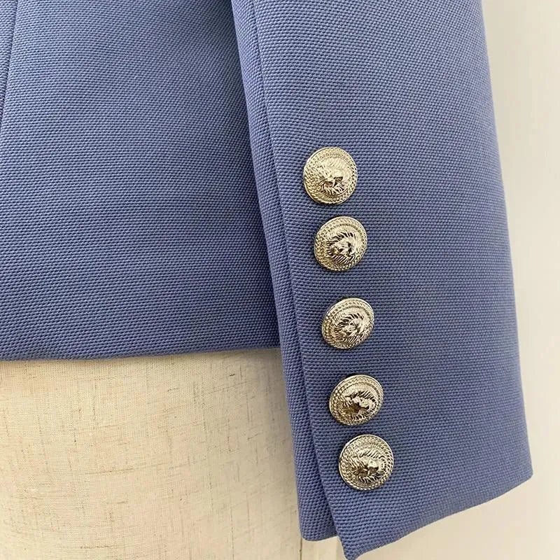 Eleganter Doppelreihen Blazer Damen Modisch Schwarz - IdealeKleiden