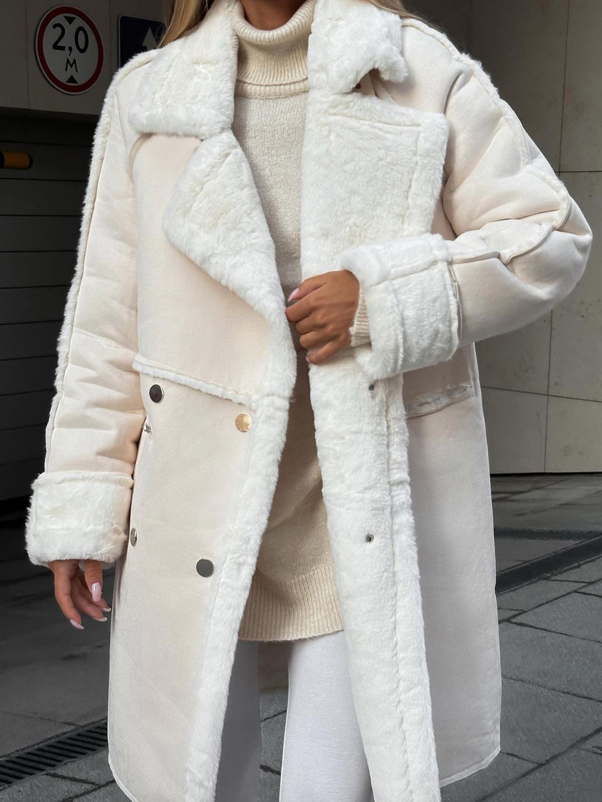 Stylisher Damenmantel Lang Polarfleece Warm - IdealeKleiden