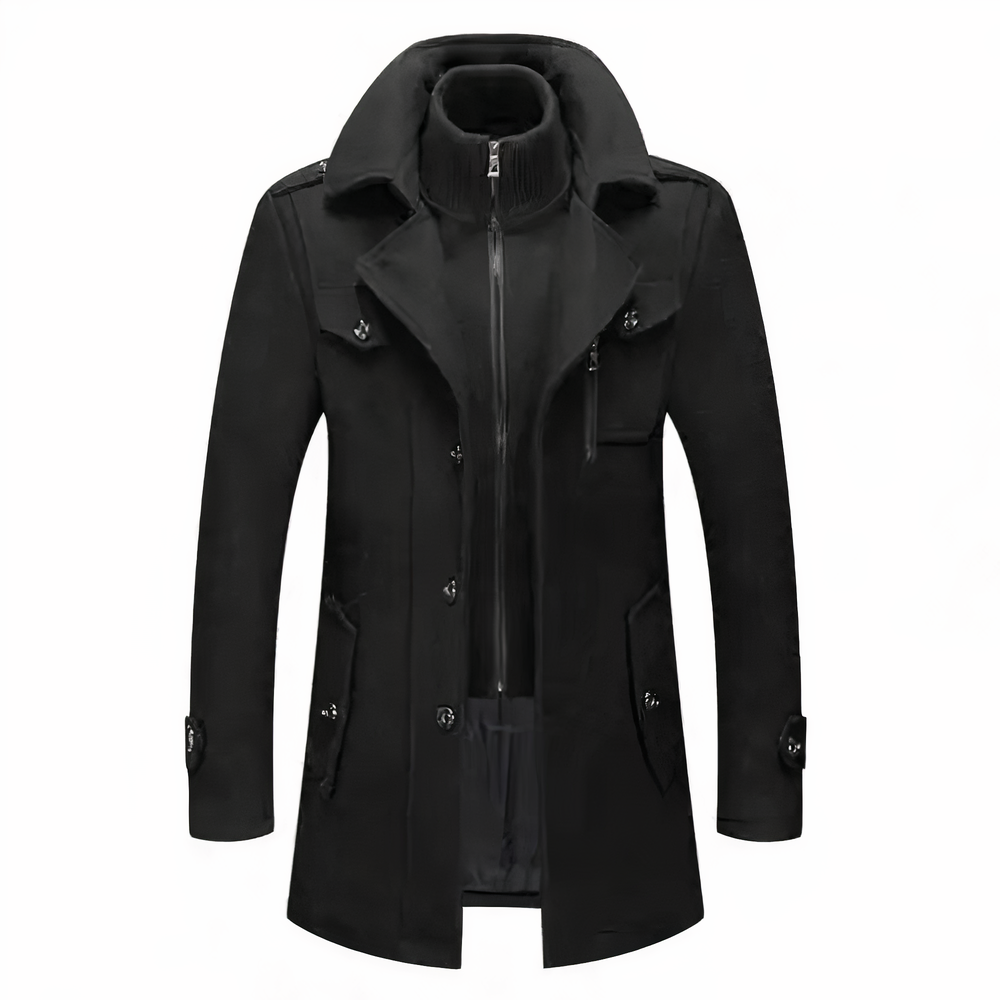 Stylischer Herren Wintermantel Doppelkragen - IdealeKleiden