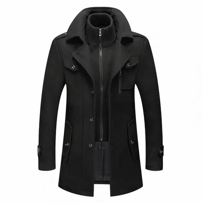 Stylischer Herren Wintermantel Doppelkragen - IdealeKleiden