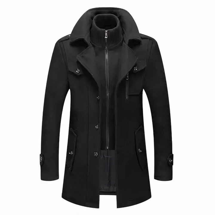 Stylischer Herren Wintermantel Doppelkragen - IdealeKleiden