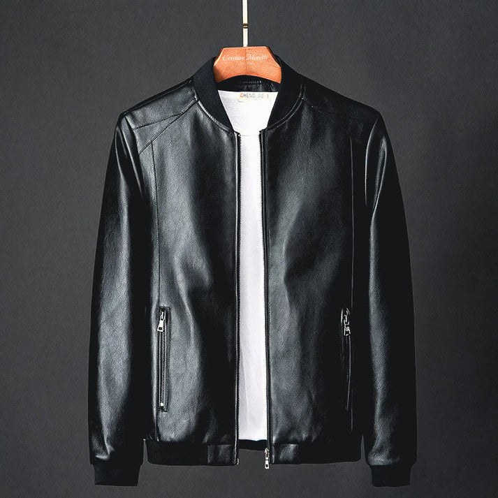 Blouson homme en similicuir noir moderne