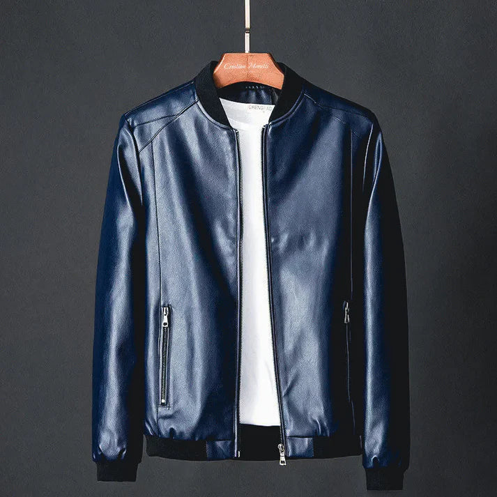 Blouson homme en similicuir noir moderne