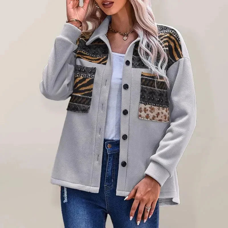 Manteau élégant pour femme Patchwork Col en V Moderne