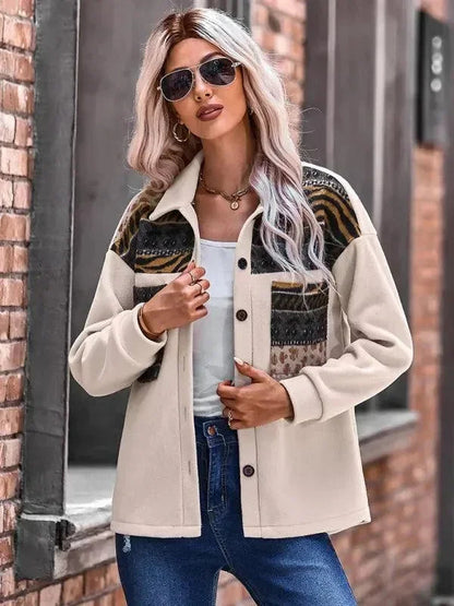 Manteau élégant pour femme Patchwork Col en V Moderne