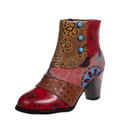 Bottes en cuir rétro chics pour femmes