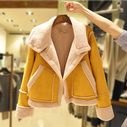 Veste en cuir femme élégante en daim