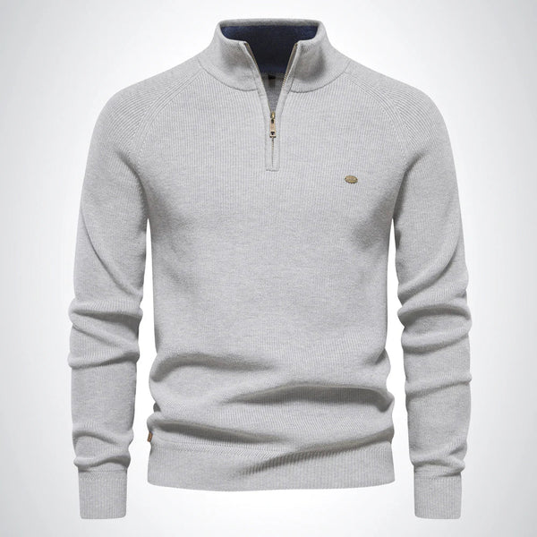Pull en maille homme slim fit avec demi-zip