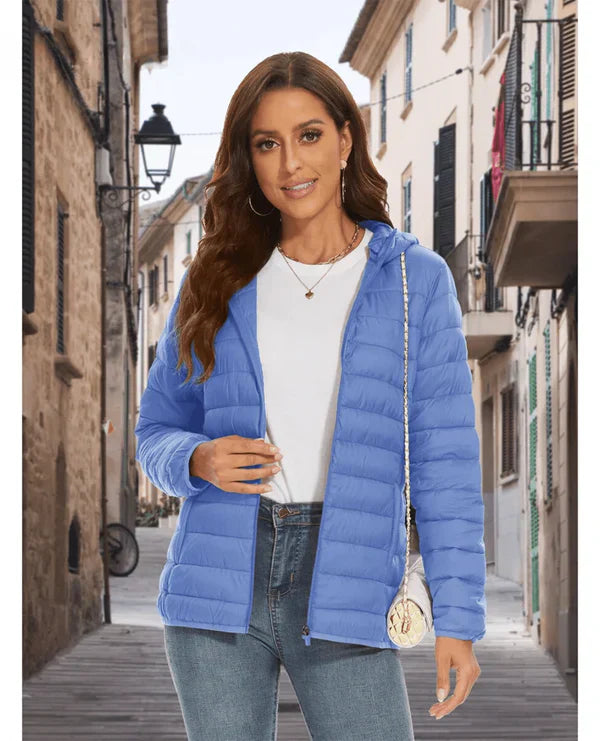 Leichte Steppjacke Damen Kapuze Modern - IdealeKleiden
