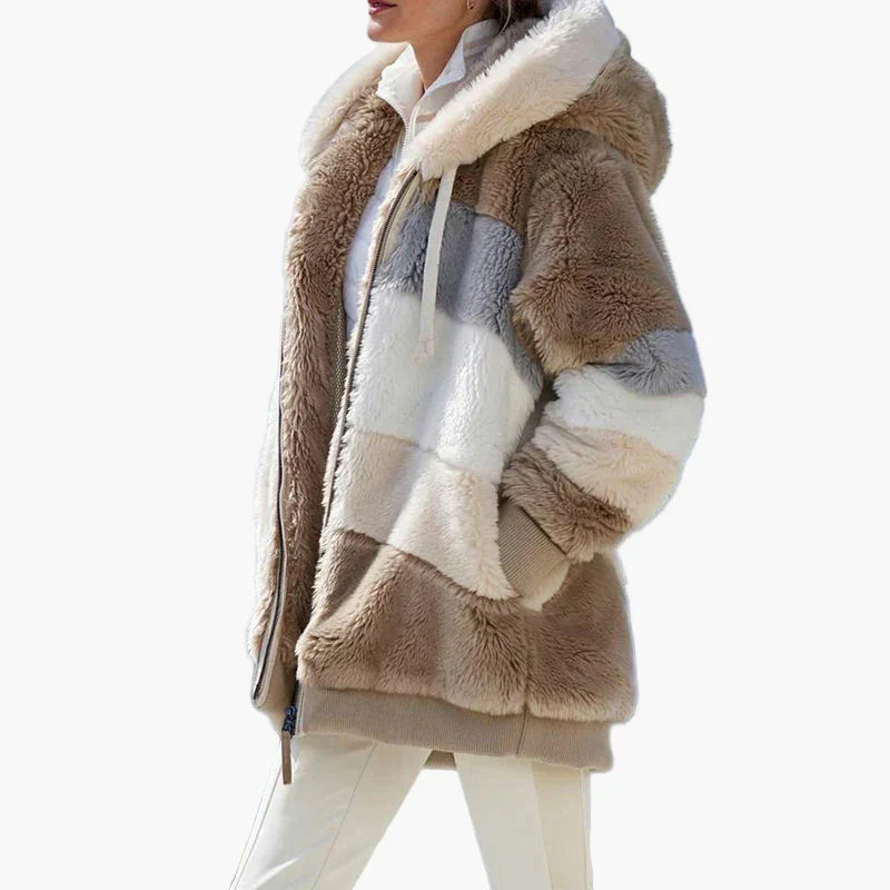 Stylische Winterjacke Streifenmuster - IdealeKleiden