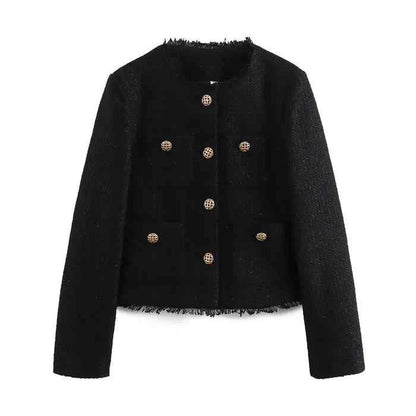 Blazer bouclé slim avec boutons de luxe