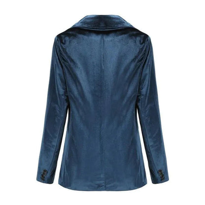 Eleganter Samt Blazer Damen - Lässig - Einfarbig - IdealeKleiden