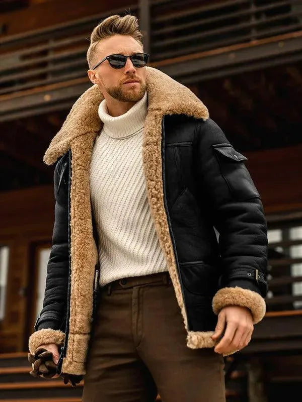 Parka d'hiver épais pour hommes avec doublure en fourrure