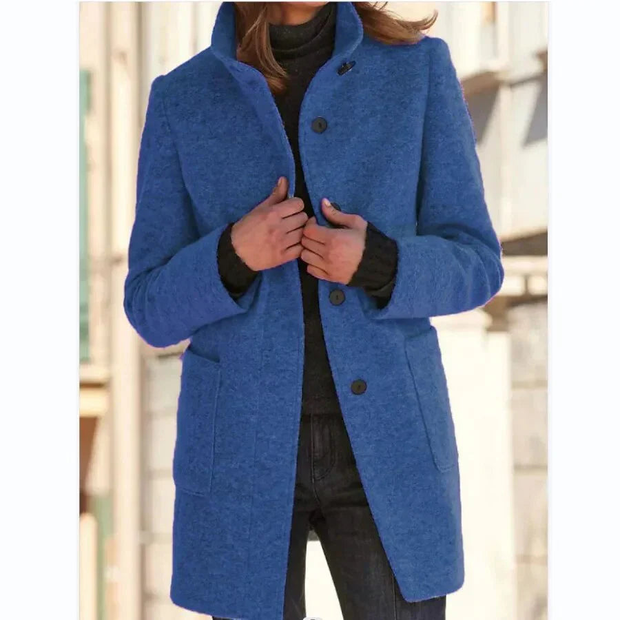 Manteau en laine gris moderne col montant