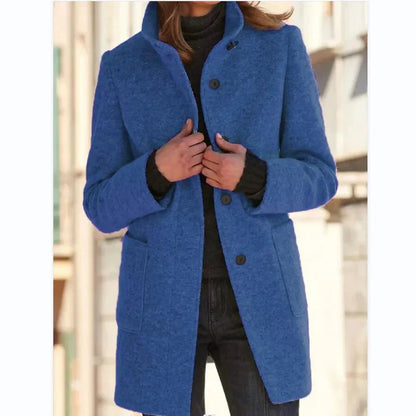 Manteau en laine gris moderne col montant
