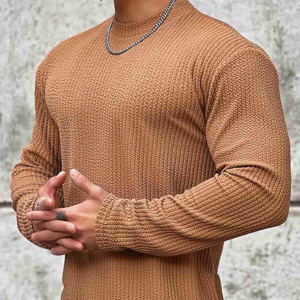 Grand pull en maille col rond homme