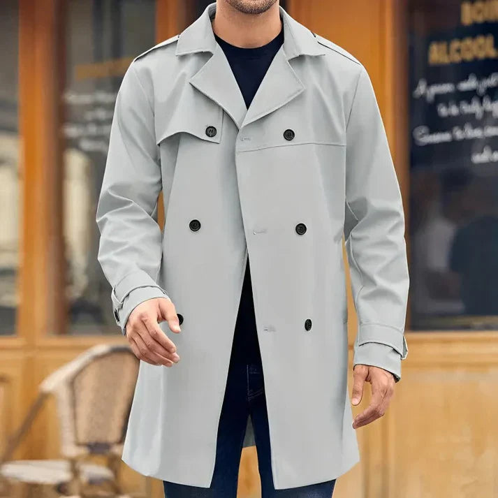 Trench-coat classique croisé pour homme