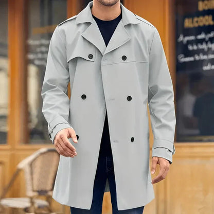 Trench-coat classique croisé pour homme