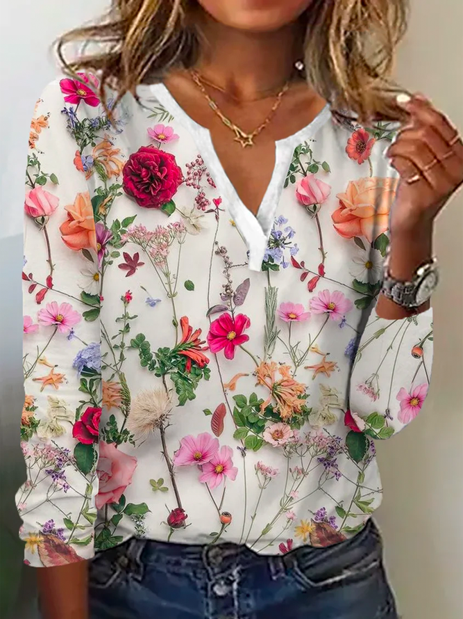 Pull Femme Motif Floral Moderne