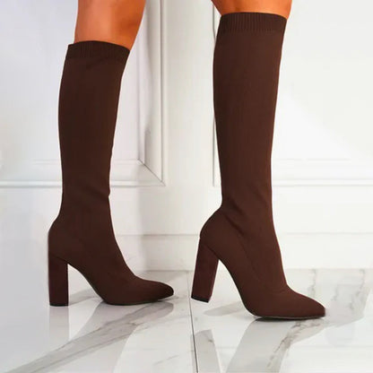 Bottes élégantes pour femmes, hauteur genou, tendance