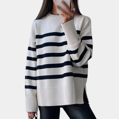 Stylish Damenpullover Oversized Streifen Design - IdealeKleiden