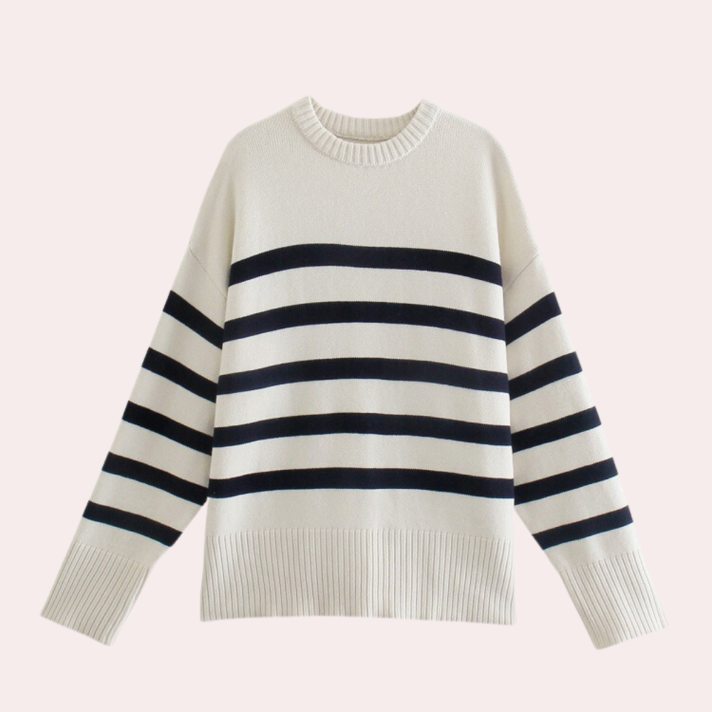 Pull-over élégant pour femme, coupe oversize, motif rayé