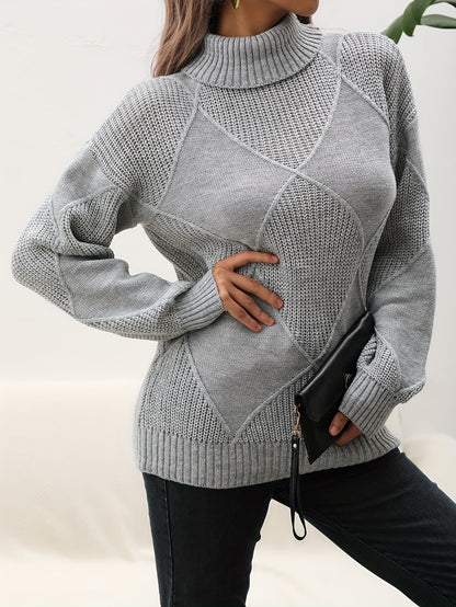 Pull uni col roulé tendance