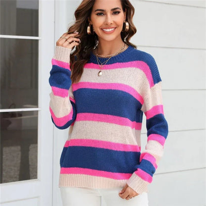 Pull coloré rayé moderne