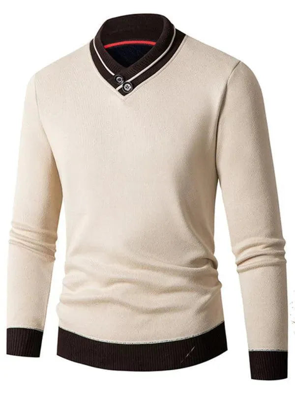Pull homme coupe ajustée col V moderne