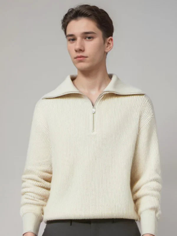 Gestreifter Pullover mit Reißverschluss Modern - IdealeKleiden
