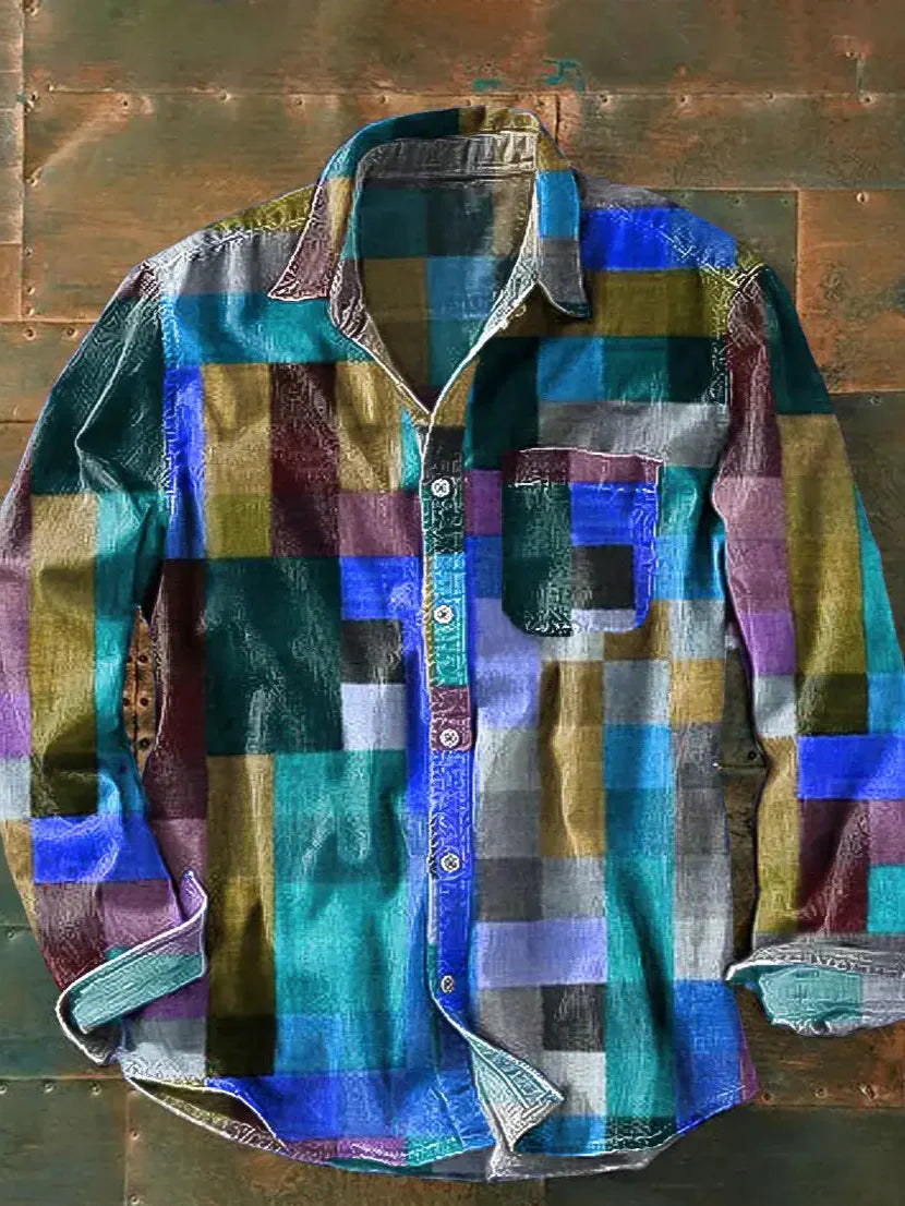 Chemise Homme Décontractée Style Patchwork