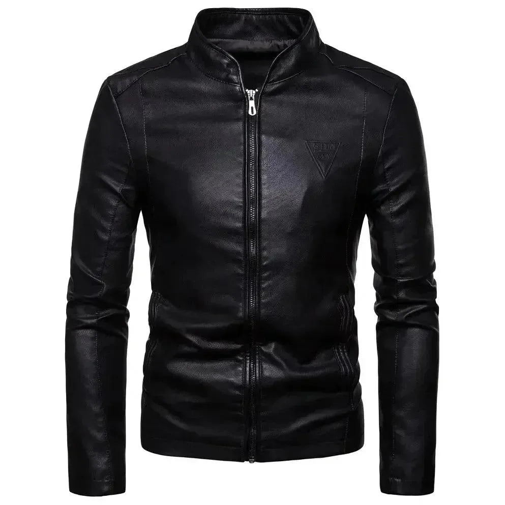 Blouson en cuir slim fit à la mode