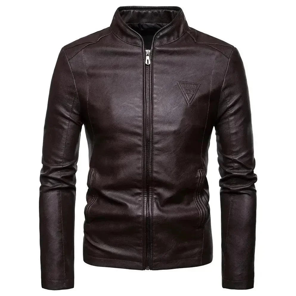 Blouson en cuir slim fit à la mode