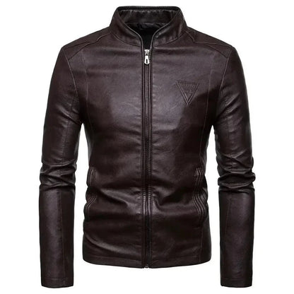 Blouson en cuir slim fit à la mode