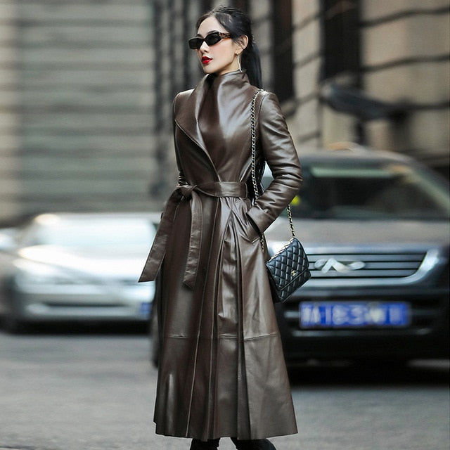Manteau en similicuir élégant noir pour femme