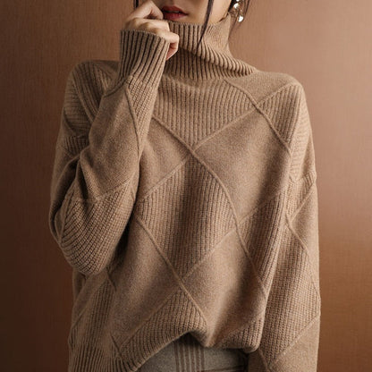 Pull col roulé stylé Motif géométrique