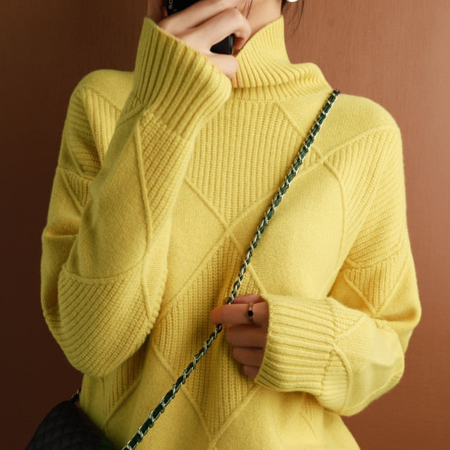 Pull col roulé stylé Motif géométrique